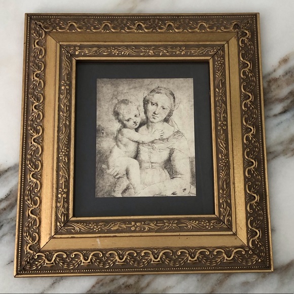 Two Framed Mother Child Sketch Prints 12.5x11.5 - Picture 3 of 7